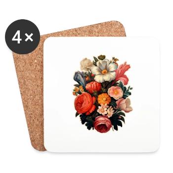 Blumenstrauß farbenfroh - Untersetzer (4er-Set) - Weiß - Vorne