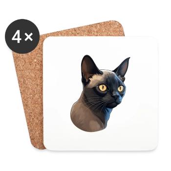 Burmese Cat - Coasters (set of 4) - white - Front