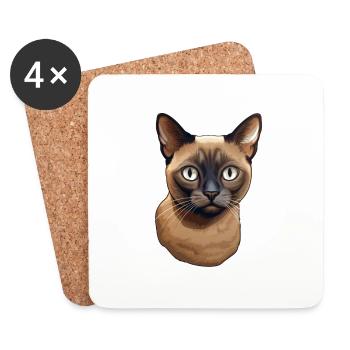 Burmesische Katze - Untersetzer (4er-Set) - Weiß - Vorne