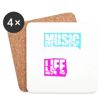 La musique est ma vie Musik ist mein Leben liebe spruch - Dessous de verre (lot de 4) - blanc - Devant