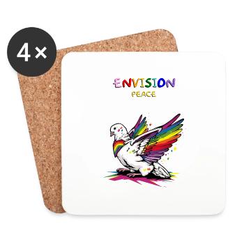 Vibrant Pride Dove : un symbole de paix et de LGBTQ+ - Dessous de verre (lot de 4) - blanc - Devant