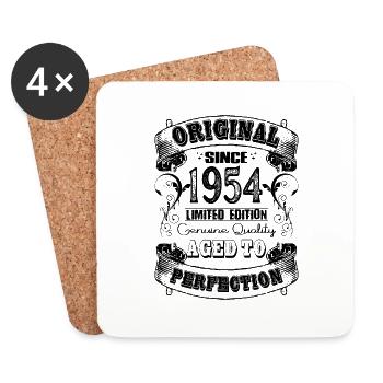 1954 Vintage Born Retro Vintage Anniversaire - Dessous de verre (lot de 4) - blanc - Devant