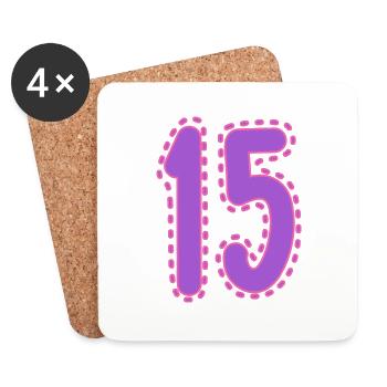 15. 15 JAHRE. 15. JAHRESTAG. 15-JÄHRIGES JUBILÄUM. - Untersetzer (4er-Set) - Weiß - Vorne