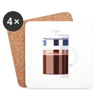 Kaffee Frenchpress Cappuccino Latte Art - Untersetzer (4er-Set) - Weiß - Vorne