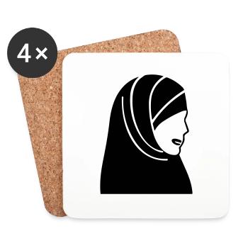 hijab headscarf muslim woman - Coasters (set of 4) - white - Front