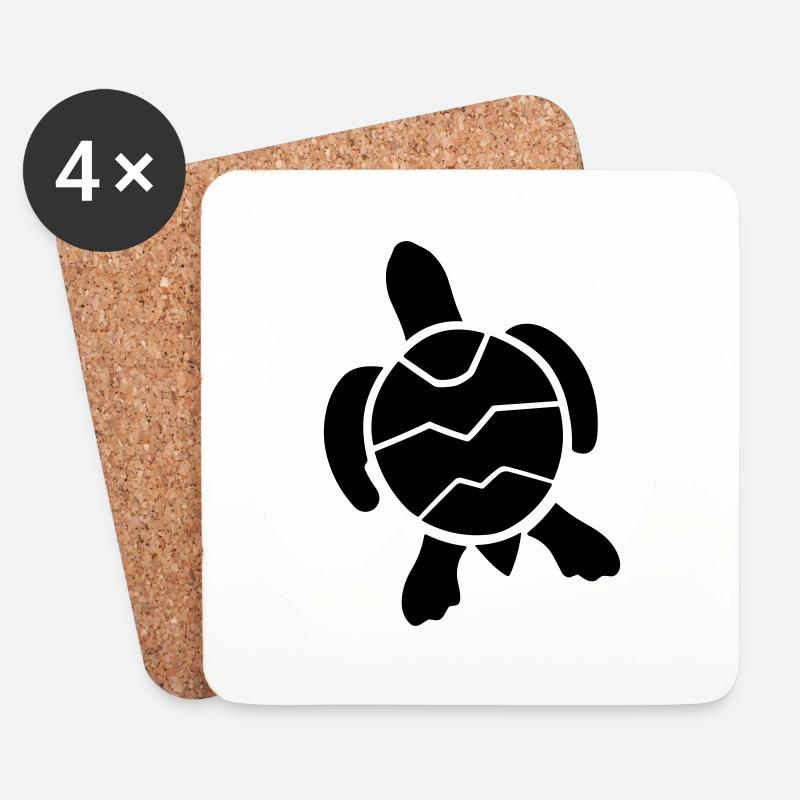 Schildkröte - Untersetzer (4er-Set) - Weiß