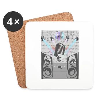 Microphone pour l’amour de la musique - Dessous de verre (lot de 4) - blanc - Devant