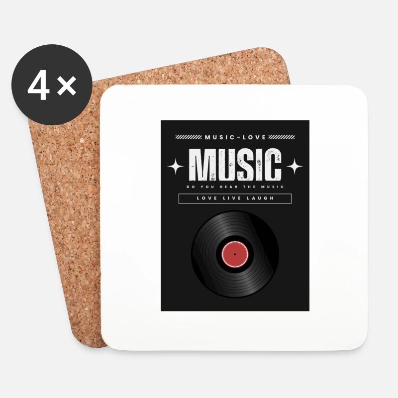 Liebe zur Musik Schalplatte - Untersetzer (4er-Set) - Weiß