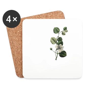 Letter Q Botanical Green - Coasters (set of 4) - white - Front