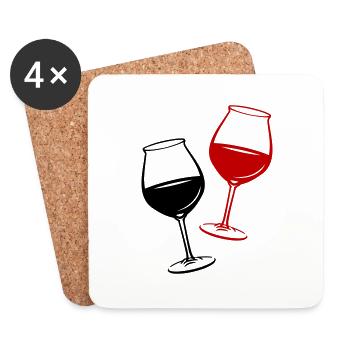 Verre symbole du vin - Dessous de verre (lot de 4) - blanc - Devant