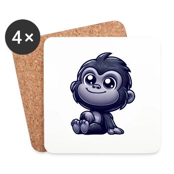 Cute monkey chimpanzee gorilla peaceful happy - Coasters (set of 4) - white - Front