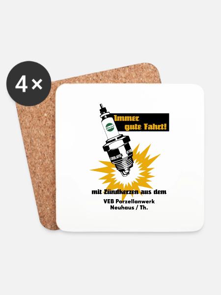 Zündkerzen Werbung DDR Retro - Untersetzer (4er-Set) - Weiß