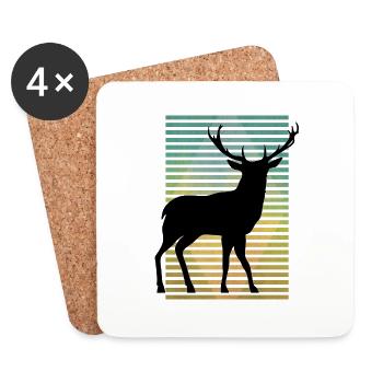 Cerf - Dessous de verre (lot de 4) - blanc - Devant