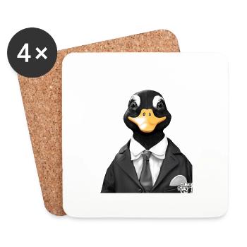 Ente im Anzug, lustiges Tier, chick, Geschenkidee - Untersetzer (4er-Set) - Weiß - Vorne