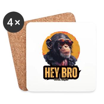 Affe Sonnenbrille Cool Hey Bro - Untersetzer (4er-Set) - Weiß - Vorne