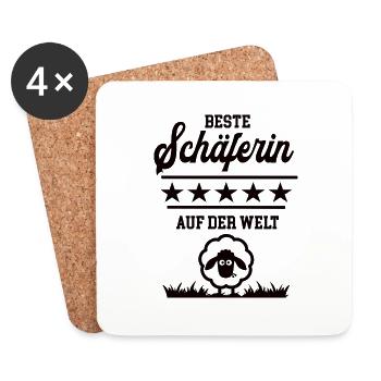 Beste Schäferin Weltbeste Schafhirtin Bäuerin - Untersetzer (4er-Set) - Weiß - Vorne