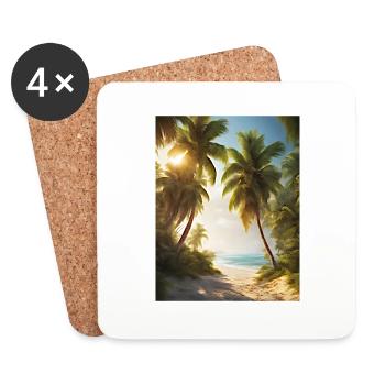 Plage d’été - Dessous de verre (lot de 4) - blanc - Devant