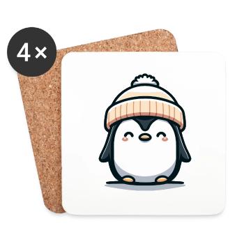süßer Pinguin - Untersetzer (4er-Set) - Weiß - Vorne