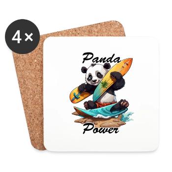 Panda / Animal / Zoo / Bamboo / Wild / Childlike - Coasters (set of 4) - white - Front
