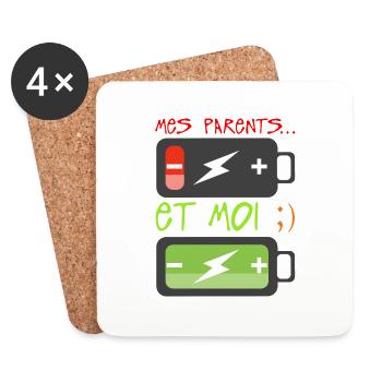 parents moi bebe enfant batterie charge forme epui - Dessous de verre (lot de 4) - blanc - Devant