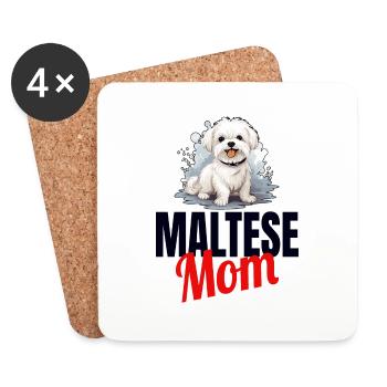 Maltese Lapdog Puppy Muttertag Welpe - Untersetzer (4er-Set) - Weiß - Vorne