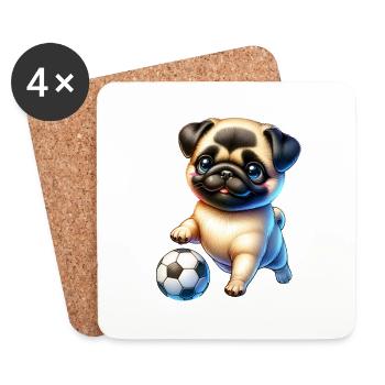 Mignon Carlin Chien Joueur De Football Champion - Dessous de verre (lot de 4) - blanc - Devant