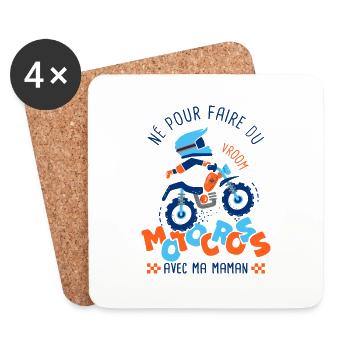 Né pour faire du motocross avec ma maman - Dessous de verre (lot de 4) - blanc - Devant