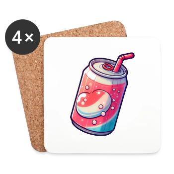 Soda Can - Vintage Barware - Coasters (set of 4) - white - Front