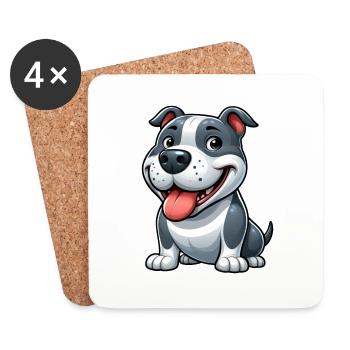 Cute Pitbull Cartoon American Staffordshire Terri - Coasters (set of 4) - white - Front