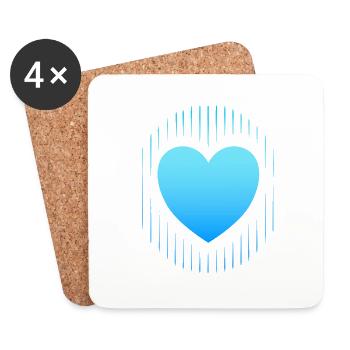 blaues Herz blaue Linien - Untersetzer (4er-Set) - Weiß - Vorne