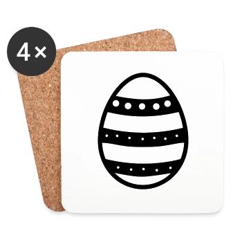 Oeuf de Pâques - Dessous de verre (lot de 4) - blanc - Devant