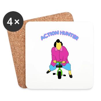 Action Hunter - Untersetzer (4er-Set) - Weiß - Vorne