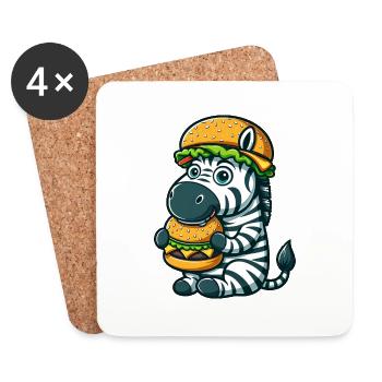 Hamburger zébré fantaisiste Cheeseburger - Dessous de verre (lot de 4) - blanc - Devant