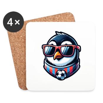 Pingouin, oiseau, football, joueur, ballon, champion, Fan - Dessous de verre (lot de 4) - blanc - Devant