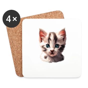 Cute little kitten - Coasters (set of 4) - white - Front