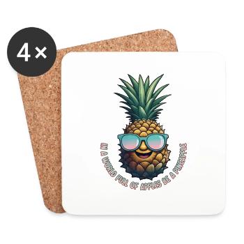 Ananas Pineapple Cool Sonnenbrille Geschenk - Untersetzer (4er-Set) - Weiß - Vorne