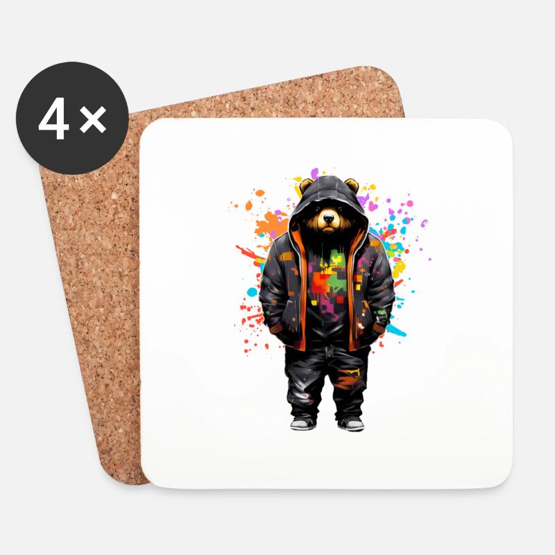 Cool Grizzly - Untersetzer (4er-Set) - Weiß