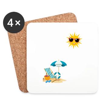 Soleil au bord de plage - Dessous de verre (lot de 4) - blanc - Devant