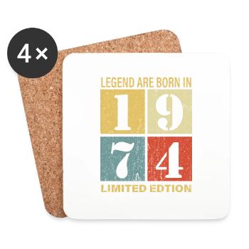 Original Calendar 1974 Vintage Birthday Rec - Coasters (set of 4) - white - Front