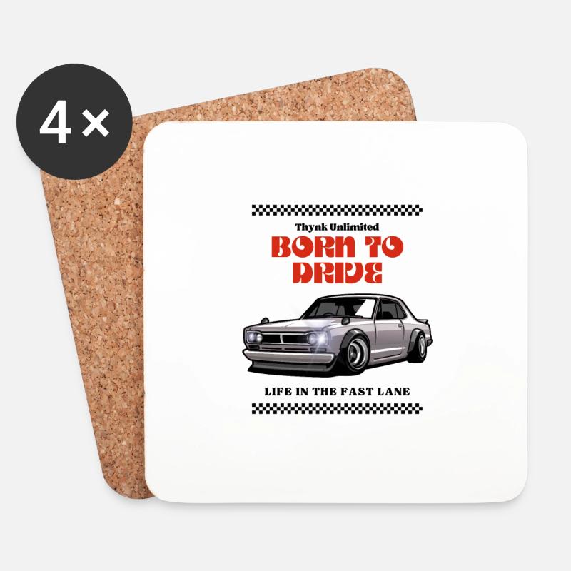 Born to drive - Untersetzer (4er-Set) - Weiß