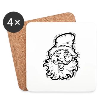 Weihnachtsmann - Untersetzer (4er-Set) - Weiß - Vorne