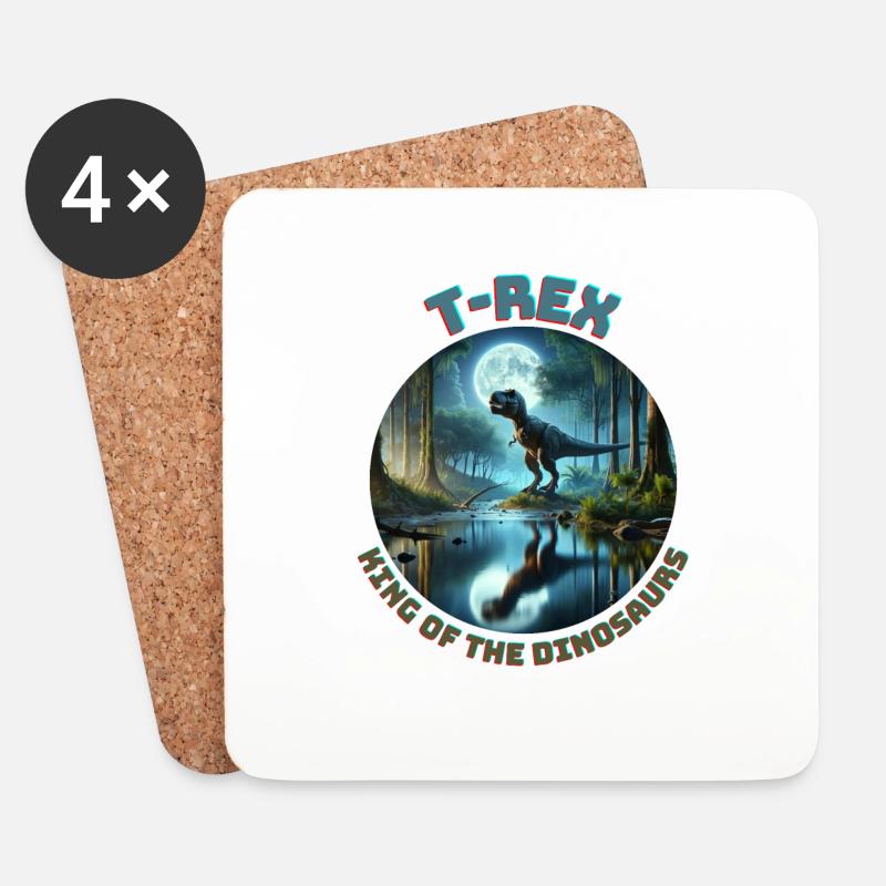T Rex10 - Untersetzer (4er-Set) - Weiß