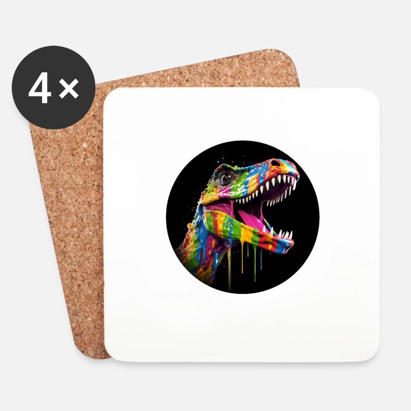 T Rex colorful5 - Untersetzer (4er-Set) - Weiß