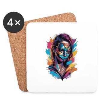 Colourfully veiled: The mask wearer - Coasters (set of 4) - white - Front