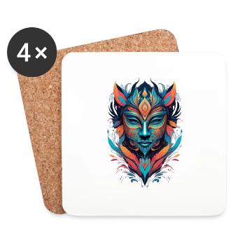 « Masque vif » - Dessous de verre (lot de 4) - blanc - Devant