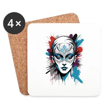« Coloré et enveloppé : le nouveau look » - Dessous de verre (lot de 4) - blanc - Devant