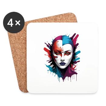 « Chromatic Chic : le porteur de masque coloré » - Dessous de verre (lot de 4) - blanc - Devant