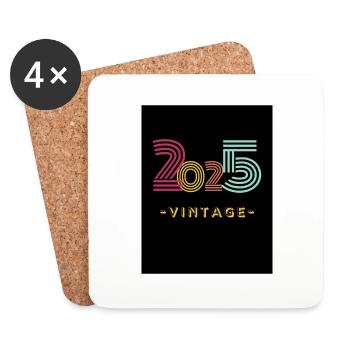 2025 vintage - Dessous de verre (lot de 4) - blanc - Devant