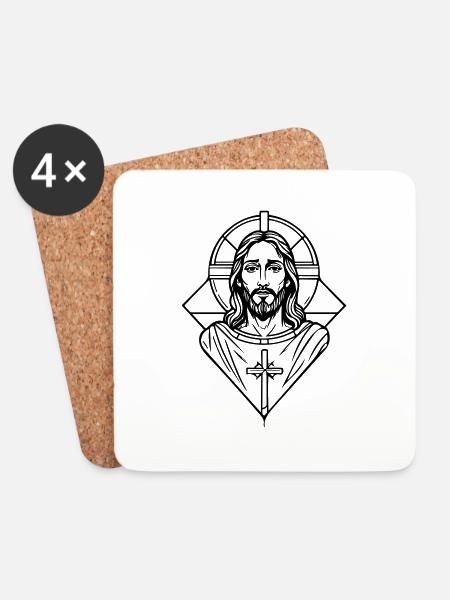 Jesus - Untersetzer (4er-Set) - Weiß