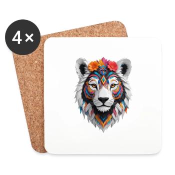 Colorful wild Cat - Untersetzer (4er-Set) - Weiß - Vorne